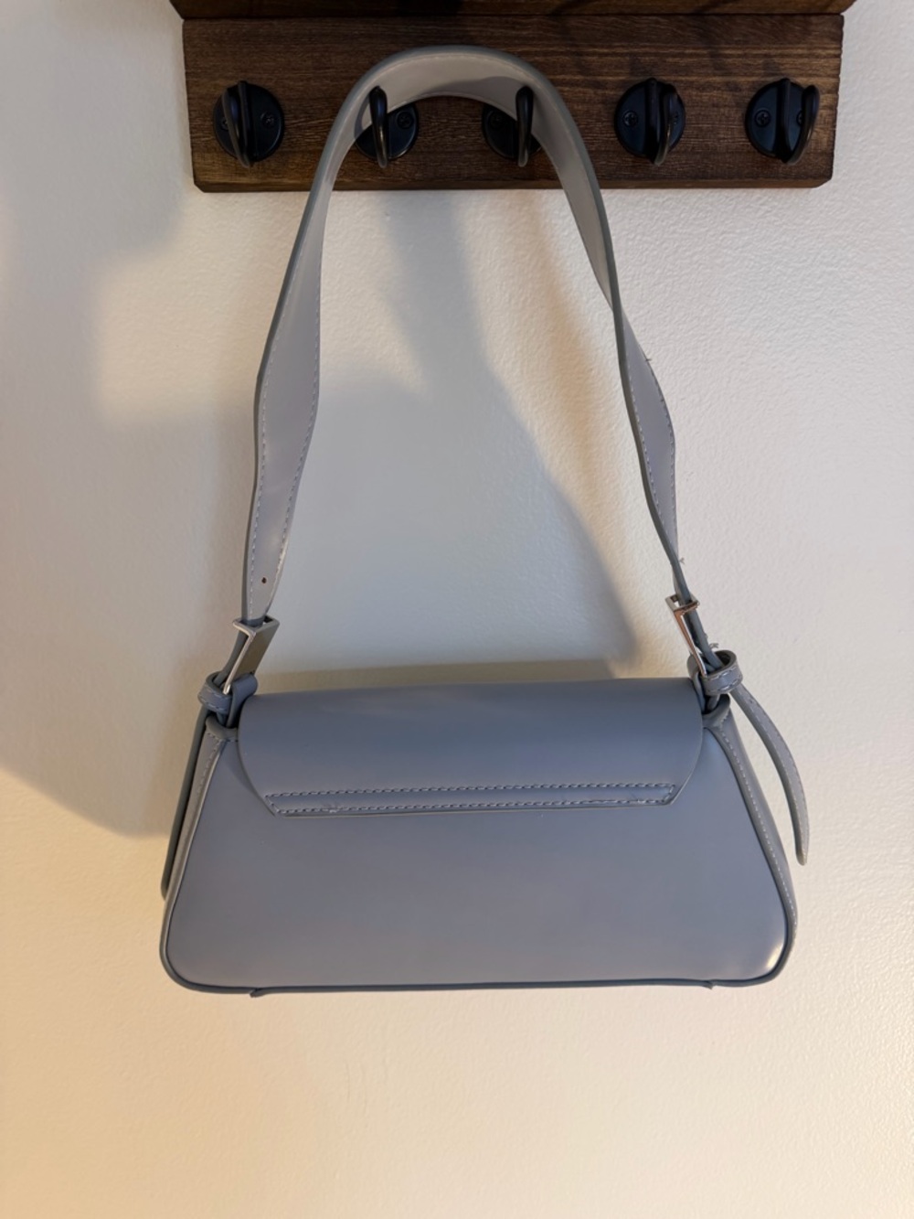 Zara Rectangular Light Blue Shoulder Bag - Picture 2 of 3